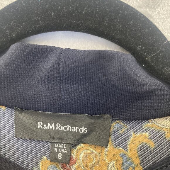 R&M‎ Richards Sheer Jacket Tank 2 Piece Set Womens 8 Blue Gold Paisley Elegant - Picture 14 of 16